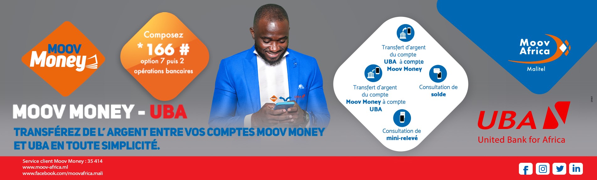 Bank to walet Moov Money - UBA